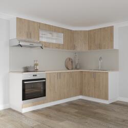 haaus Set Bucatarie Colt Karo V34, Lemn Natural/Alb, Blat Thermo 28 mm, L 240 x 140 cm (919146)