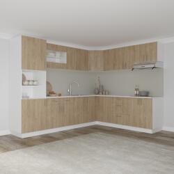 haaus Set Bucatarie Colt Karo V36, Lemn Natural/Alb, Blat Thermo 28 mm, L 280 x 220 cm (919160)