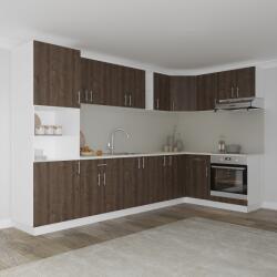 haaus Set Bucatarie Colt Karo V35, Stejar Bronz/Alb, Blat Thermo 28 mm, L 320 x 160 cm (919511)