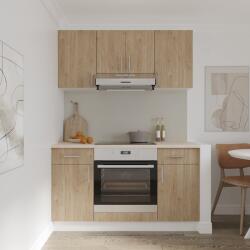 haaus Set Bucatarie Karo V5, Lemn Natural/Alb, Blat Thermo 28 mm, L 140 cm (918859)