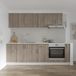 haaus Set Bucatarie Karo V17, Stejar Sonoma Inchis/Alb, Blat Thermo 28 mm, L 240 cm (919696)