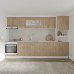 haaus Set Bucatarie Karo V30, Lemn Natural/Alb, Blat Thermo 28 mm, L 320 cm (919108)