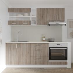 haaus Set Bucatarie Karo V12, Stejar Sonoma Inchis/Alb, Blat Thermo 28 mm, L 200 cm (919641)