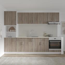 haaus Set Bucatarie Karo V24, Stejar Sonoma Inchis/Alb, Blat Thermo 28 mm, L 280 cm (919764)