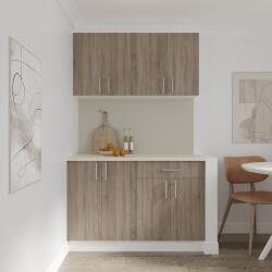 haaus Set Bucatarie Karo V2, Stejar Sonoma Inchis/Alb, Blat Thermo 28 mm, L 120 cm (919542)