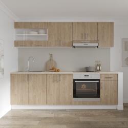 haaus Set Bucatarie Karo V15, Lemn Natural/Alb, Blat Thermo 28 mm, L 240 cm (918958)
