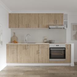 haaus Set Bucatarie Karo V17, Lemn Natural/Alb, Blat Thermo 28 mm, L 240 cm (918972)