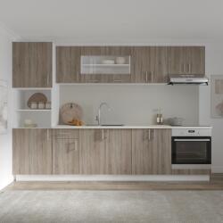 haaus Set Bucatarie Karo V27, Stejar Sonoma Inchis/Alb, Blat Thermo 28 mm, L 300 cm (919795)