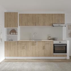 haaus Set Bucatarie Karo V24, Lemn Natural/Alb, Blat Thermo 28 mm, L 280 cm (919047)
