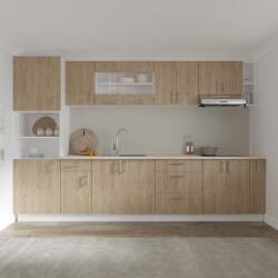 haaus Set Bucatarie Karo V29, Lemn Natural/Alb, Blat Thermo 28 mm, L 320 cm (919092)