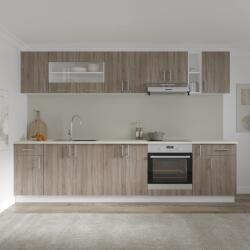 haaus Set Bucatarie Karo V25, Stejar Sonoma Inchis/Alb, Blat Thermo 28 mm, L 300 cm (919771)