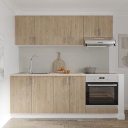 haaus Set Bucatarie Karo V10, Lemn Natural/Alb, Blat Thermo 28 mm, L 200 cm (918903)