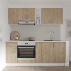haaus Set Bucatarie Karo V11, Lemn Natural/Alb, Blat Thermo 28 mm, L 200 cm (918910)