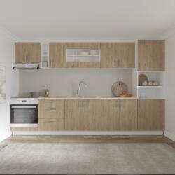 haaus Set Bucatarie Karo V31, Lemn Natural/Alb, Blat Thermo 28 mm, L 340 cm (919115)