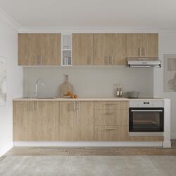 haaus Set Bucatarie Karo V18, Lemn Natural/Alb, Blat Thermo 28 mm, L 260 cm (918989)