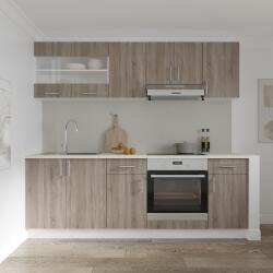 haaus Set Bucatarie Karo V13, Stejar Sonoma Inchis/Alb, Blat Thermo 28 mm, L 220 cm (919658)