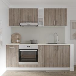 haaus Set Bucatarie Karo V11, Stejar Sonoma Inchis/Alb, Blat Thermo 28 mm, L 200 cm (919634)