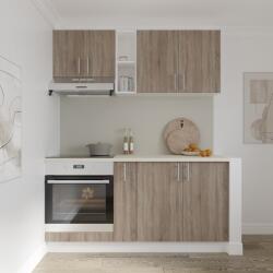 haaus Set Bucatarie Karo V7, Stejar Sonoma Inchis/Alb, Blat Thermo 28 mm, L 160 cm (919597)