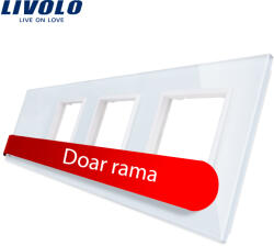 LIVOLO Rama intrerupator cu touch simplu+priza tripla LIVOLO din sticla SmartElectro IntelligentHouse (VL-P701/E/E/E-8W)