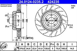 ATE Disc frana compus BMW Seria 5 E60/E61, Seria 6 E63 ATE 24.0124-0235.2 (24.0124-0235.2)