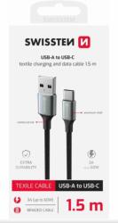SWISSTEN Cablu De Date Textile Ii Usb / Usb-c 1, 5 M Negru (71521309)