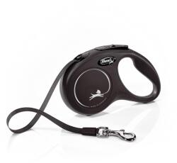 flexi New Classic lesa automata cu banda pentru caini, negru, marimea S, 5 m