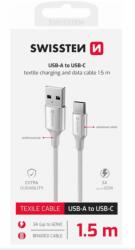 SWISSTEN Adatkábel Textile Ii Usb / Usb-c 1, 5 M Fehér (71521310)