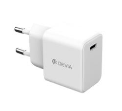 DEVIA GRS hálózati töltő Type-C aljzat (20W, GaN, PD gyorstöltő) FEHÉR (ST386831) (ST386831)