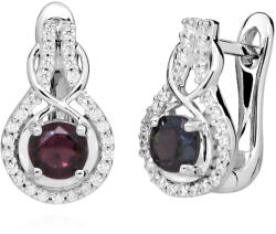 MOISS Csillogó ezüst fülbevaló gránát kővel EG000129