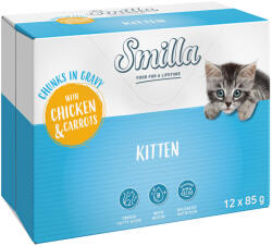 Smilla 12x85g Smilla Kitten falatok zöldséggel szószban nedves macskatáp