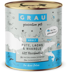 Grau 6x800g GRAU Adult Pulyka, lazac & makréla gabonamentes nedves macskatáp