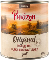 Purizon 6x800g Purizon Puppy nedves kutyatáp - Csirkefilé, Black Angus marha & pulyka