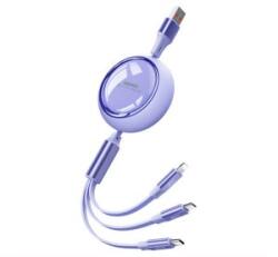 REMAX LINON adatkábel 3in1 (USB - lightning/Type-C/microUSB, 2.4A, 66W, gyorstöltő, 100cm) LILA (RC-C029 P) (RC-C029 P)