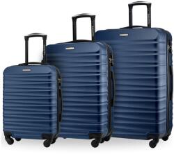 Zagatto 3 db-os üdülő bőrönd készlet, Zagatto, kék, SML méret, 55/65/75 cm, 35/60/90 L, utastér és csomagtartó, alumínium teleszkópos fogantyú, 4 kerék 360, Cifru, ZG501