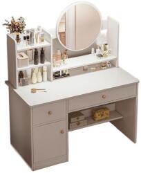 Fodym Fésülködőasztal, tükörrel és fiókkal, sminkasztal, Skandináv, 100cm, fehér