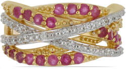  Arannyal bevont Ezüst Gyűrű - Madagaszkári Rubin és Cirkón - Y44513