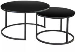 Signal Atlanta Kerek Üveg Dohányzóasztal Szett Fekete Matt (SIG-ATLANTADCC)