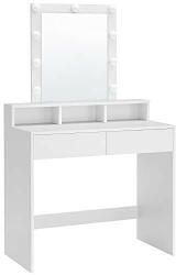 VASAGLE Fésülködőasztal, sminkasztal tükörrel fiókokkal, fehér 80x40x145cm