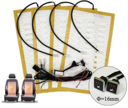  TRB 2 ülésre való univerzális, beépíthető ülésfűtés, 3 fokozatú négyszögletű kapcsolóval, komplett szett (27468)