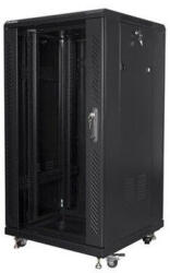 Lanberg FF01-6622-12B 19" 22U SZÉL: 600mm MÉLY: 600mm MAG: 1159mm lapraszerelt üvegajtós fekete rack szekrény - pepita