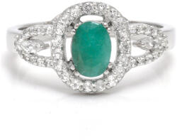  Ezüst Gyűrű Brazil Smaragddal és Fehér Topázzal, XMP035/54