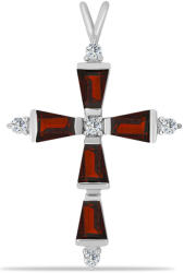  Kereszt Ezüst Medál Barton Gránáttal és Fehér Topázzal, Y59600