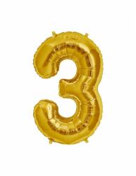  Maxee születésnapi léggömb, 3-as szám, arany, 40 cm