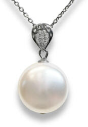 Swarovski Gyöngy Ezüst Nyaklánc - Fehér Coin Pearl