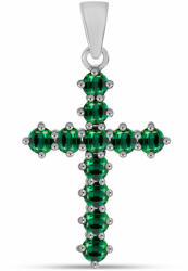 Kereszt Ezüst Medál Zöld Turmalinnal, Y58321