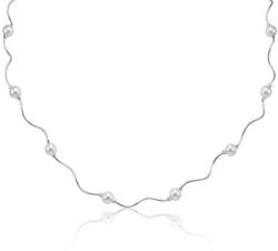  Ezüst Hullámos Gyöngyös Nyaklánc - Állítható