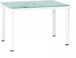 SIGNAL MEBLE Damar Edzett Üveg Étkezőasztal Fehér Fém Vázzal (DAMARB)
