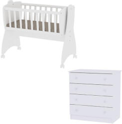 Lorelli First Dreams ringatható bölcső 105x55 + Komód - White