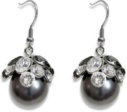 Swarovski Kristályos Gyöngy Fülbevaló - Sötétszürke