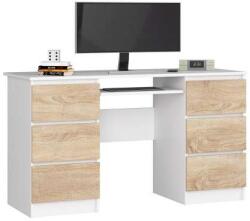 AKORD Fiókos Számítógépasztal P77_135 - fehér-sonoma (IP0PBIUBIASONA11)